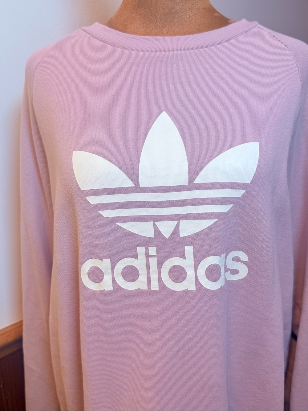 adidas Trefoil Pullover Sweatshirt - Mauve Pink with White Logo
